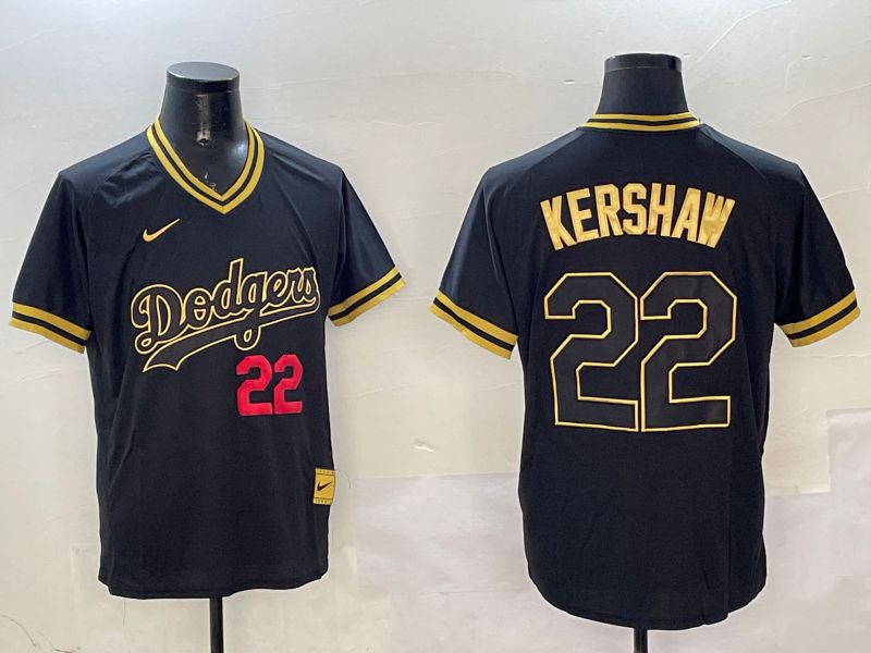Men Los Angeles Dodgers 22 Kershaw Black Gold Game 2025 Nike MLB Jersey style 3254